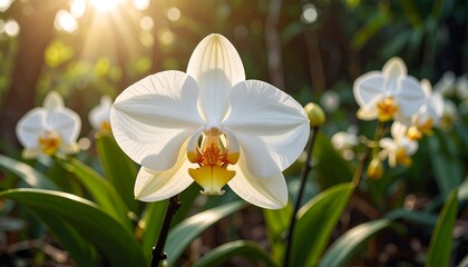 White orchids in sunlight (1)