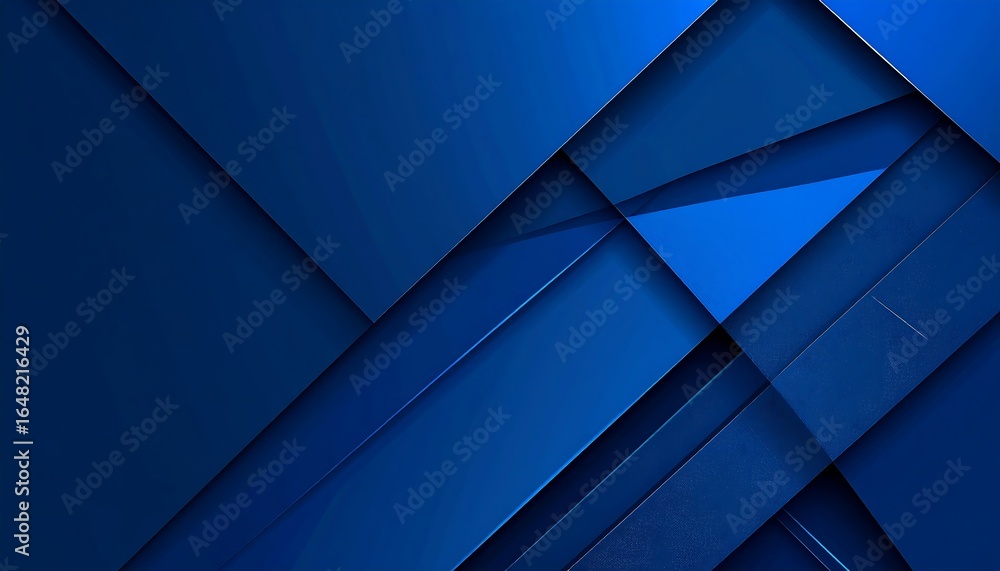 Poster abstract blue background with layered geometric shapes and subtle shadows, creating a modern design.