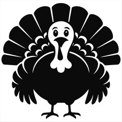 Front View Turkey Silhouette with Layered Feathers
