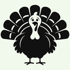Vector Turkey Silhouette with Spread Tail Feathers