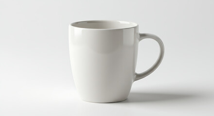Ceramic coffee mug with glossy finish isolated on pure white background, minimal design, clean aesthetics, sharp focus, ideal for branding, product mockup, advertising, or e-commerce presentation.
