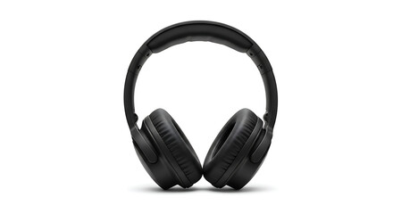 Fototapeta premium Modern matte black over-ear headphones isolated on pure white background, clean minimal design, high-quality product photography for e-commerce, advertising, and technology branding.
