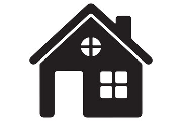 Black house icon flat silhouette on white background for property and architecture themes
