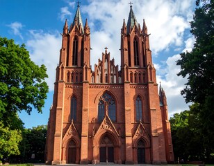Fototapeta premium Facade of a red brick church