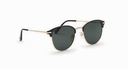 Stylish sunglasses with dark lenses on pure white background, clean and minimal presentation, fashion accessory product photography for online store, catalog, or branding projects.
