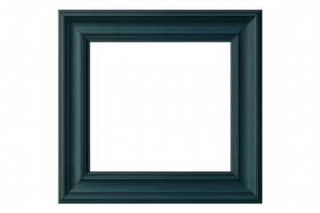 Dark teal picture frame with transparent background, displaying artwork or photographs elegantly