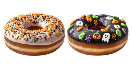 Halloween Spooky Decorative Donuts Bread on Transparent Background