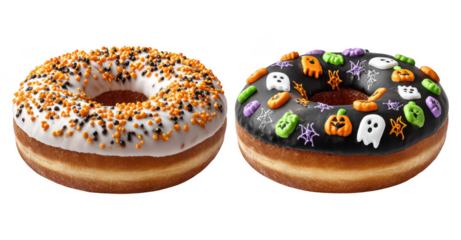 Halloween Spooky Decorative Donuts Bread on Transparent Background