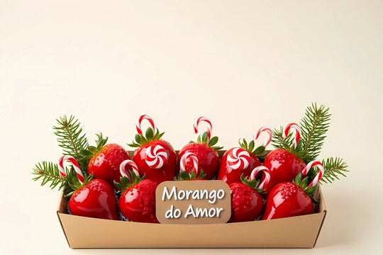Morango do amor - Strawberry of Love with Creative Negative Space &ndash; Gourmet Brazilian Dessert, Copy space, space for text