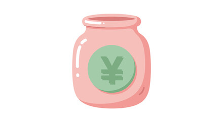 Save money in a cute jar with Japanese yen symbol illustration, financial savings concept graphic