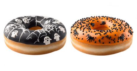 Halloween Spooky Decorative Donuts Bread on Transparent Background