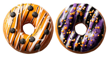 Halloween Spooky Decorative Donuts Bread on Transparent Background