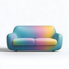 Colorful Gradient Sofa 3d rendered, isolated on transparent background
