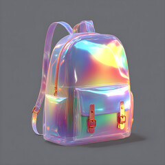 Iridescent Backpack, isolated on transparent background