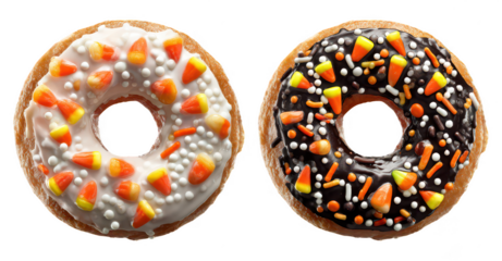 Halloween Spooky Decorative Donuts Bread on Transparent Background