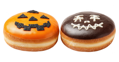 Halloween Spooky Decorative Donuts Bread on Transparent Background