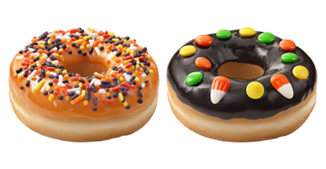 Halloween Spooky Decorative Donuts Bread on Transparent Background