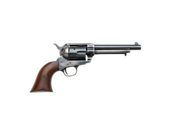Silver and Brown Revolver PNG on Transparent Background