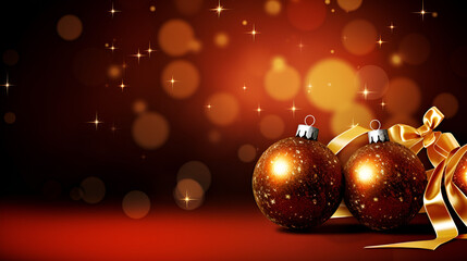 christmas decoration on red background, Christmas decoration on snow with christmas lights, Christmas decoration on abstract background christmas background

