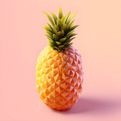 Low poly pineapple, isolated on transparent background