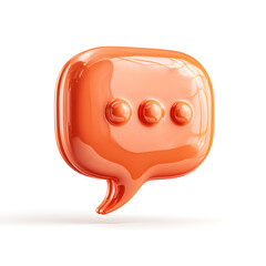 Orange speech bubble with globes 3d rendered, isolated on transparent background