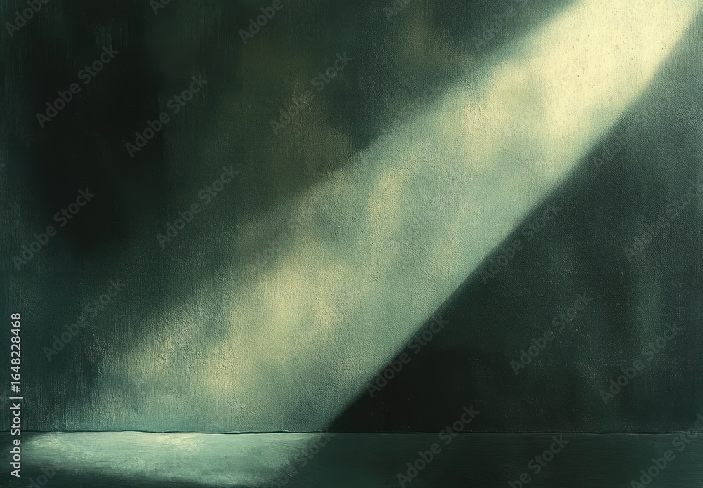 Poster beam of light shining through darkness illuminating an empty textured surface creating contrast and 