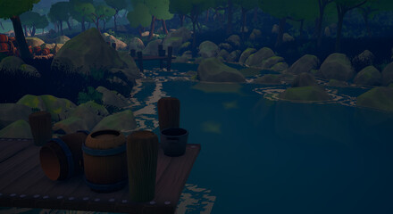 谷底の村　水の精が住む場所 © タラコおにぎり