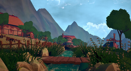 谷底の村　水音の聞こえる場所 © タラコおにぎり