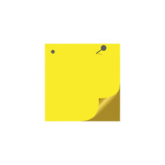 vector of a yellow sticky note with pushpins, ideal for reminders, ideas, and office communication.