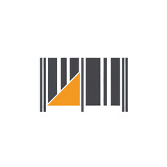 vector of a barcode with a distinctive triangle element, representing product scanning, retail, and modern commerce.