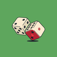 vector of two rolling dice, ideal for gambling, games, chance, and casino themes.