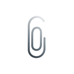 vector of a simple metallic paperclip, commonly used for office stationery and organization.