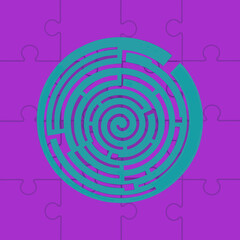 vector of a circular labyrinth or maze, symbolizing challenge, complexity, and problem-solving.