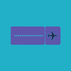 vector of a purple airplane ticket with an airplane silhouette, representing air travel, vacation, and booking.