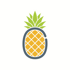 vector of a stylized pineapple fruit, representing tropical food, healthy eating, and summer.
