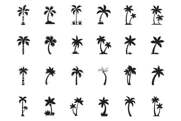Tropical palm tree silhouette vector illustration for summer vacation themes
