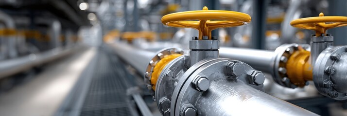 Fototapeta premium A yellow valve is on a pipe