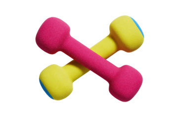 Colorful Foam Dumbbells for Fitness Training and Home Workouts in Vibrant Pink and Yellow Shades