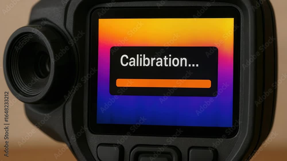 Poster calibration monitoring and inspection progress digital device screen ensures accurate measurement an