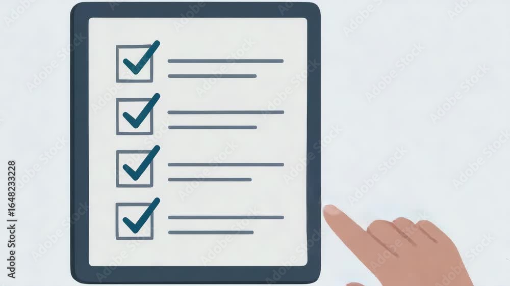 Poster checklist for inspection monitoring industry with hand pointing digital tablet ensuring quality cont