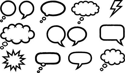 Talk and think vector comics bubbles silhouettes. Monochrome vector illustration. EPS version.
