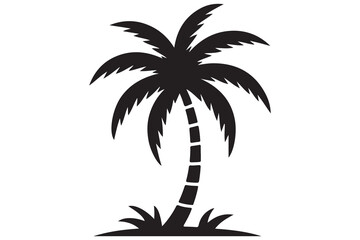 Obraz premium Palm tree silhouette vector isolated on white background for tropical design 