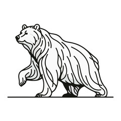 Obraz premium Single-Line Vector Bear – Dynamic Coloring-Book Style