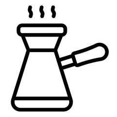 turkish coffee outline icon brewing in cezve at cafe