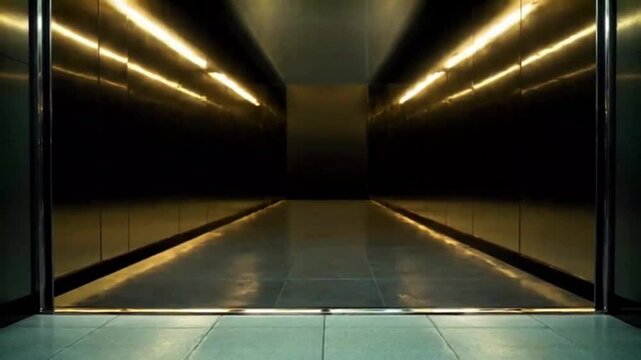 Metro doors closing slowly with light shift and ambient rumble