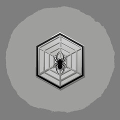 vector of a black spider on a detailed hexagonal spiderweb, symbolizing nature, insect, and the concept of a trap or network.