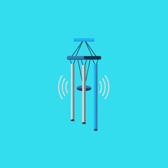 vector of decorative wind chimes with sound waves, symbolizing soothing sounds, relaxation, and a peaceful atmosphere.