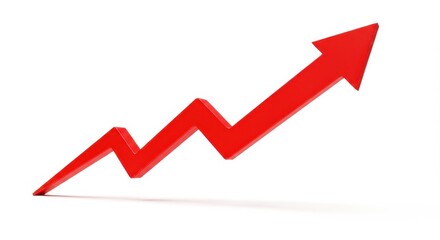 Red arrow pointing upward on white background