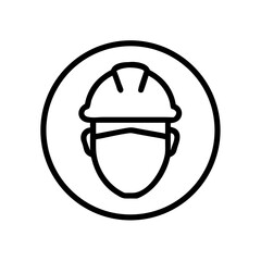 Fototapeta premium A symbolic representation of a construction worker wearing a protective helmet and face mask, representing safety and responsibility in the workplace.
