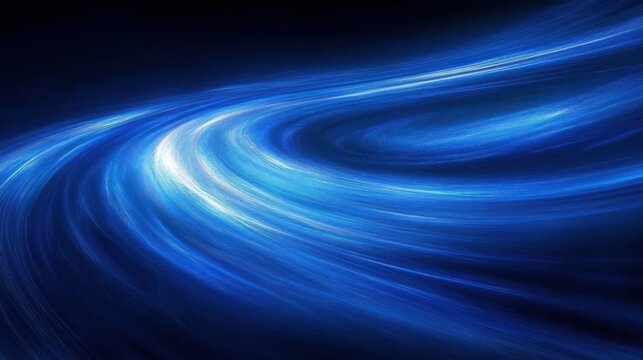 swirling bright blue light waves creating a dynamic flowing abstract pattern with luminous streaks on a dark background